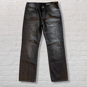NWT True Religion Men's Ricky Straight Black Jeans Size 34 Retail $188 USA made